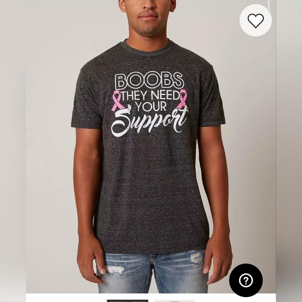 Boobs They Need Your Support T Shirt, Men/Unisex Xl,Breast Cancer Awareness Gray